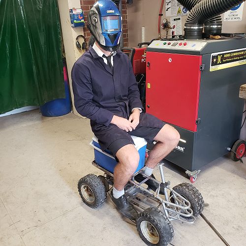 Finn Pearson on his electric esky.