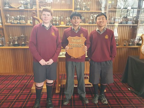 The Year 10 team of John Cantlon, Arjun Taneja, and Nathan Sun