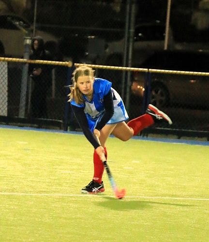 Emily Hewson getting the ball up the field.