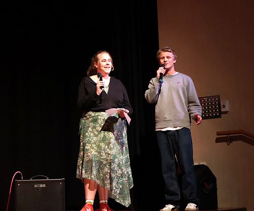 Trinity's Got Talent MCs - Arts Prefects Ariel Holloway and Lucas MacLeod