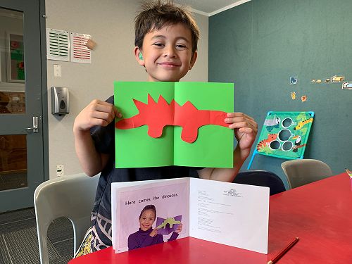 Harrison read a story about making a dinosaur, so we made one as well