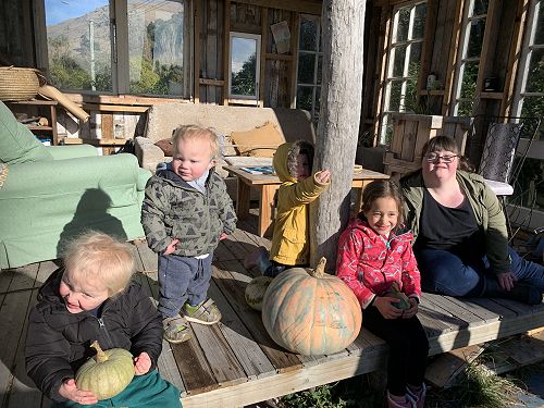 Arthur, Wyatt, Evie and Olivia at the Community gardens Sumner