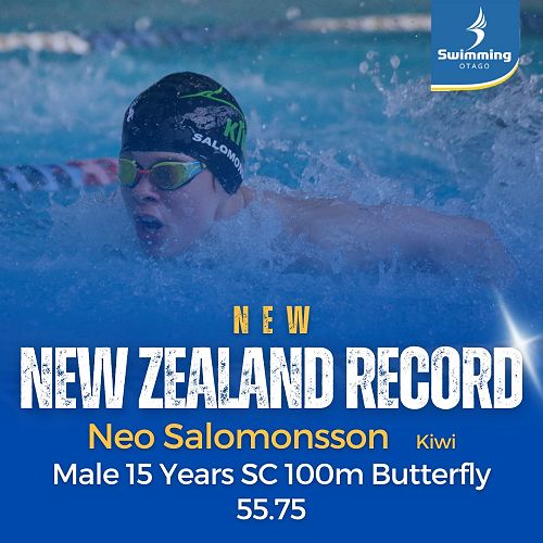 Neo breaks New Zealand age group record in 100m Butterfly