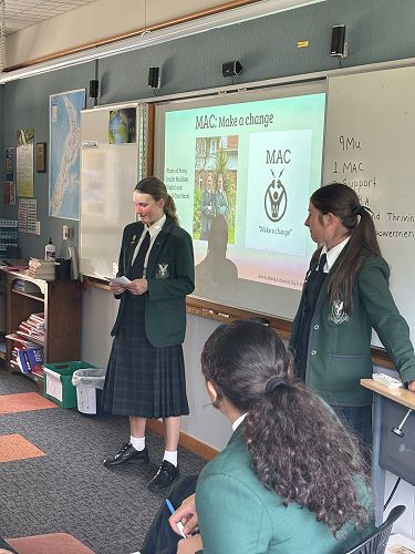 Hazel and Maddy representing the MAC party.