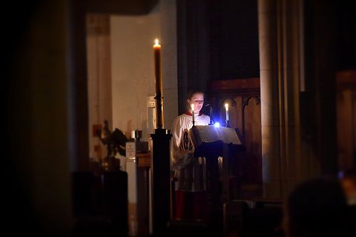 Molly reads a lesson at the Cathedral Tenebrae Service