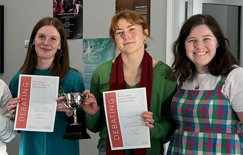 Stella, Annabel with Lucy Jessop, NZ Schools Debating
