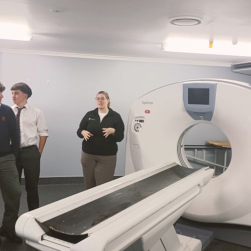 Learning about the CT scanner at Invermay.