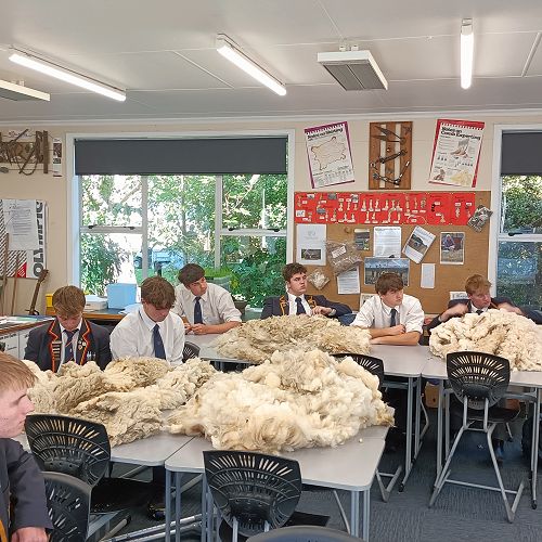 Hamish Mackenzie shares his wool knowledge with Year 13 Agriculture.