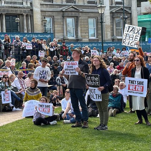 Marching for new hospital in Dunedin to serve Otago and Southland regions.