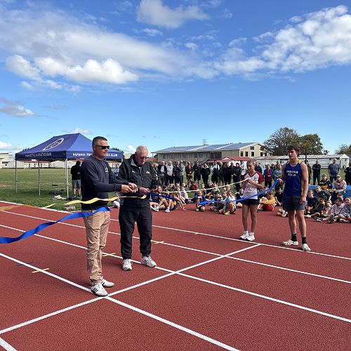 Tim Macioce and Buzz Jones reopen the Buzz Jones All Weather Track