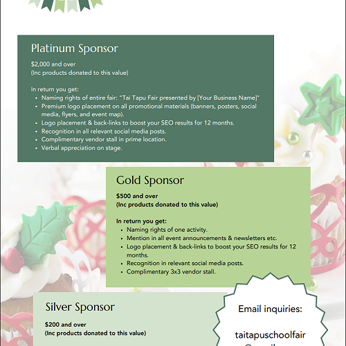 Support the Tai Tapu School Fair – Become a Sponsor!