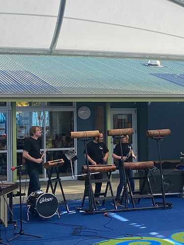 Strike performs on the Cook Island drums
