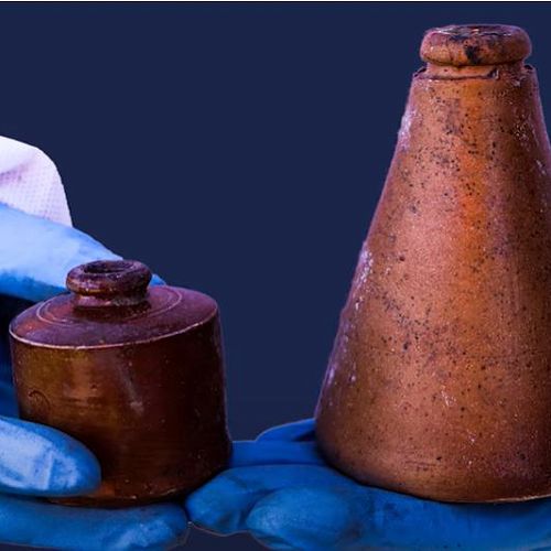 Ink bottles unearthed on the New Dunedin Hospital site