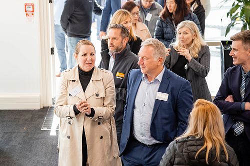 Guests enter the Lander Centre