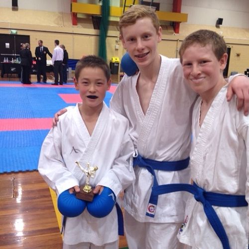 Riley and Keegan Hall won the boys 10-13 team kumite event at the Canterbury/Westland regional karate championships 