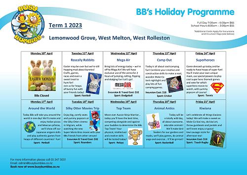 BB's April Holiday Programme 2023