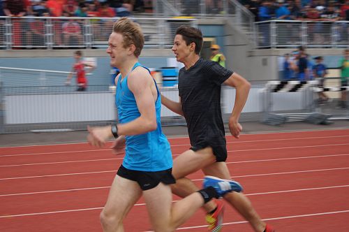 George Bate and William Scharpf battle it out for 1st place. Sports Day - 2018