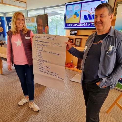 Auckland Rotary Club President Kristen Flannery presenting her working team action plan to reinvent the oldest club in New Zealand.