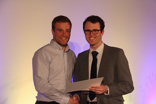 James Beatie receiving his Gold Award for University Life from LUSA President Danyon Thomas