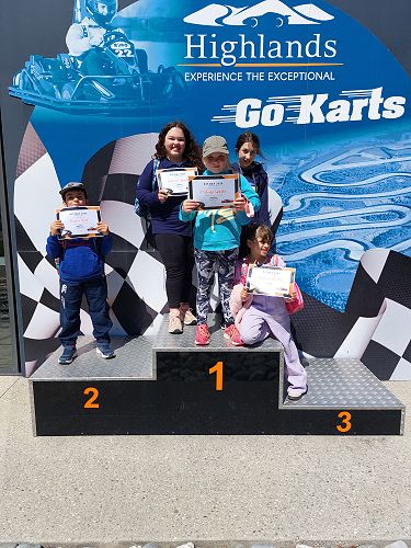 Heriot Crew plus Sophia - Go Kart podium