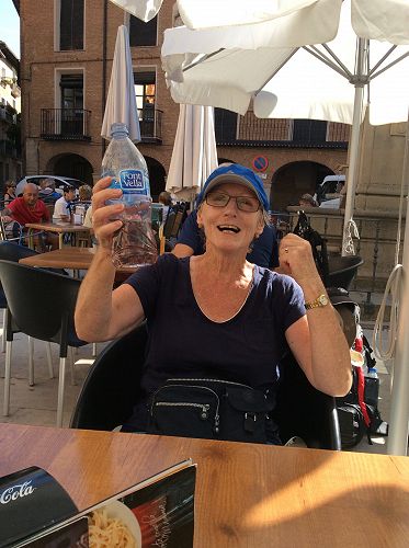 Day 5 Lunch in Plaza de Santa Maria, Los Arcos where I finished my flavoured water