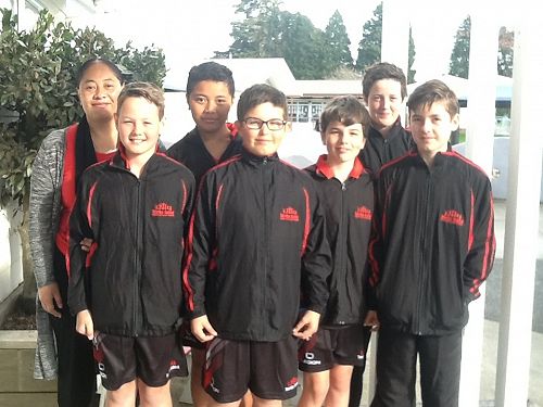 The boys with their wonderful manager, Esther.