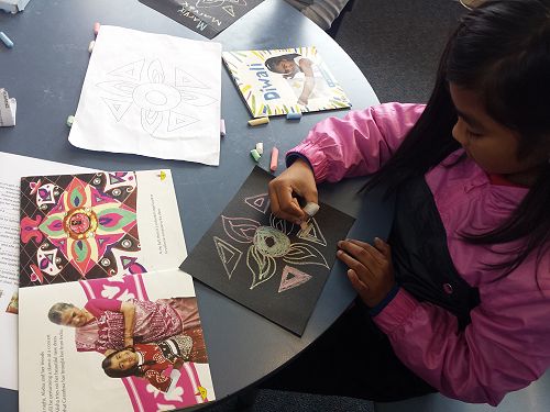 Diwali Chalk Drawings - ELL Class T4 2018