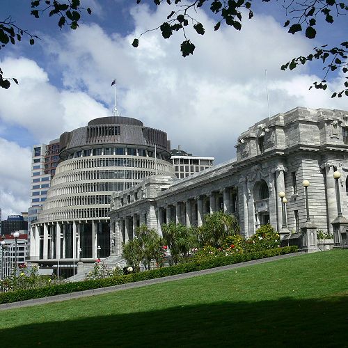 Beehive and Parliament building, New Zealand