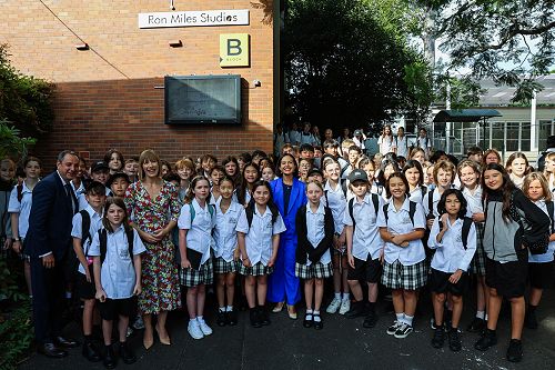 Year 7 students with Education Minister, the Hon. Prue Car, Secretary of NSW Public Schools, Murat Dizdar and our local member the Hon. Jo Haylen.