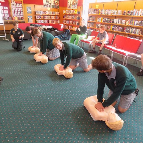 Our Year 8 students learning valuable first aid skills in the library this week.
