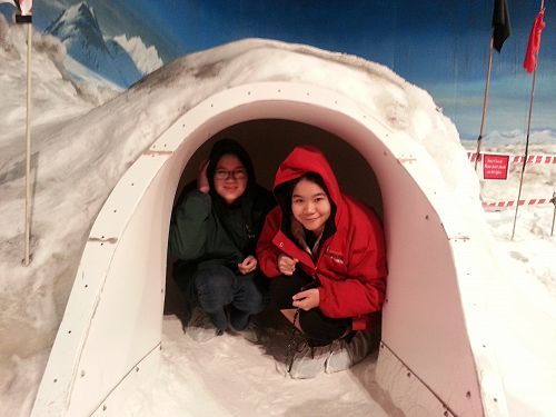 Meejung and Sine in the Igloo at Antarctic Centre | after the storm had passed