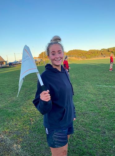 Phoebe doing an outstanding job as flag girl in the second half
