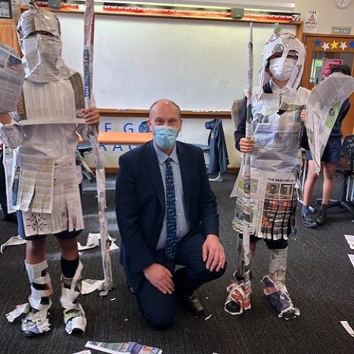 Mr Haywood with the 'Happy Hoplites'