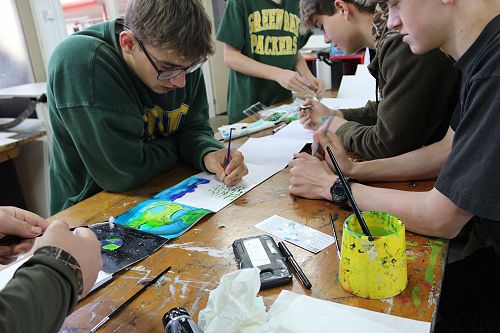 Group painting session