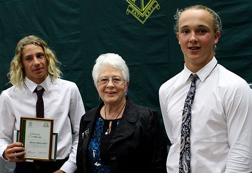 Bayley Easton-Ward and Hamish Lorney with Mrs Gunter