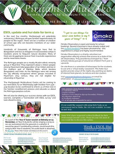 Piritahi Newsletter Term 3 2022