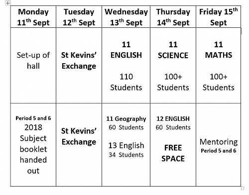 2017 Practice Examination timetable