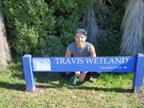 Keigo put in a hard morning's volunteer work at the wetlands.