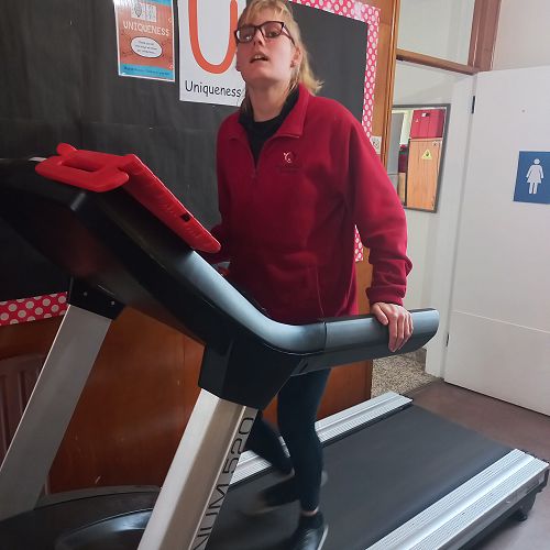 Talia is also a new recruit to the treadmill.Well done Talia.