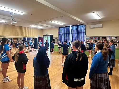 Year 9 Dance participating in Māori games