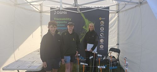 Lachie and Josh working out an animal tracing puzzle at the OSPRI tent.