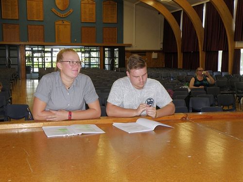 Nayland's Ilaria Olds and Ben Dowdle take the opportunity to work on their lines.