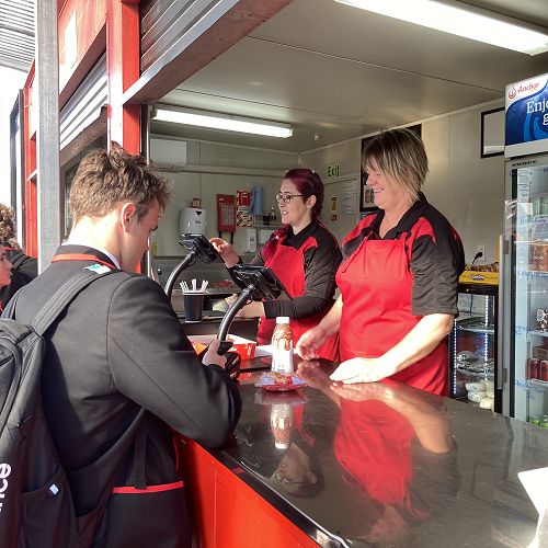 Lunch rush: Deb Buckland, left, and Sara  Borcoskie keeping up with demand at lunchtime.