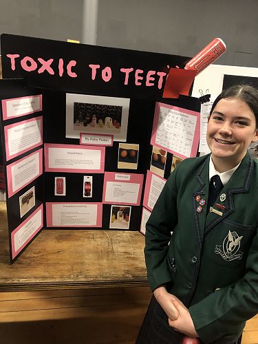Ruby Peden and her project on how sugary drinks affect teeth