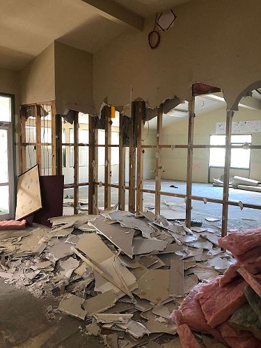 The former office, looking towards the staff room, in the process of being gutted.