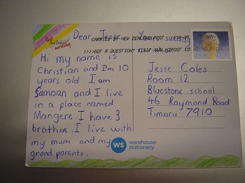 Jesse's postcard from Christian.