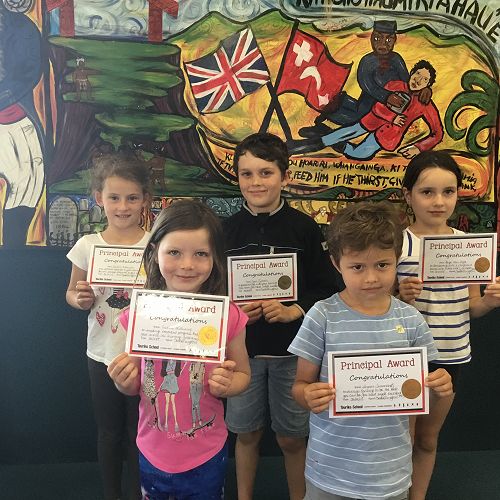 Week 7 Principal Awards - Caitlin, Logan, Paige, Sam and Caitlin