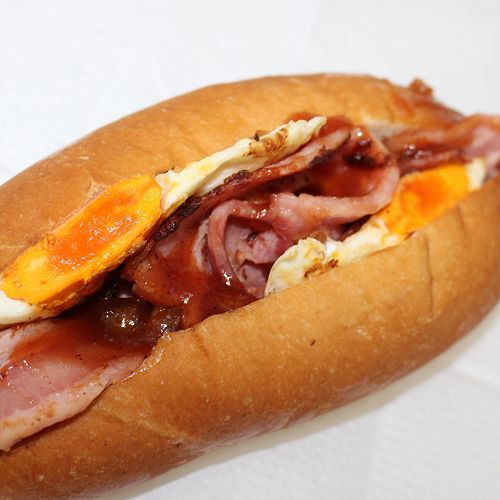 Bacon and egg roll $4