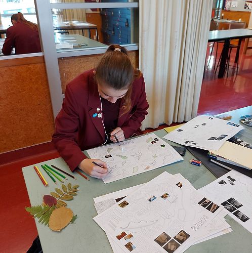 Katie working on her Art folio