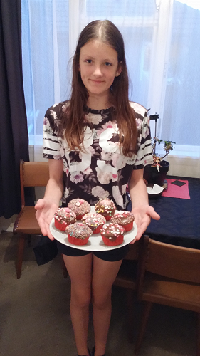 Skye from Room 12 made red velvet cupcakes with chocolate icing. Yum!